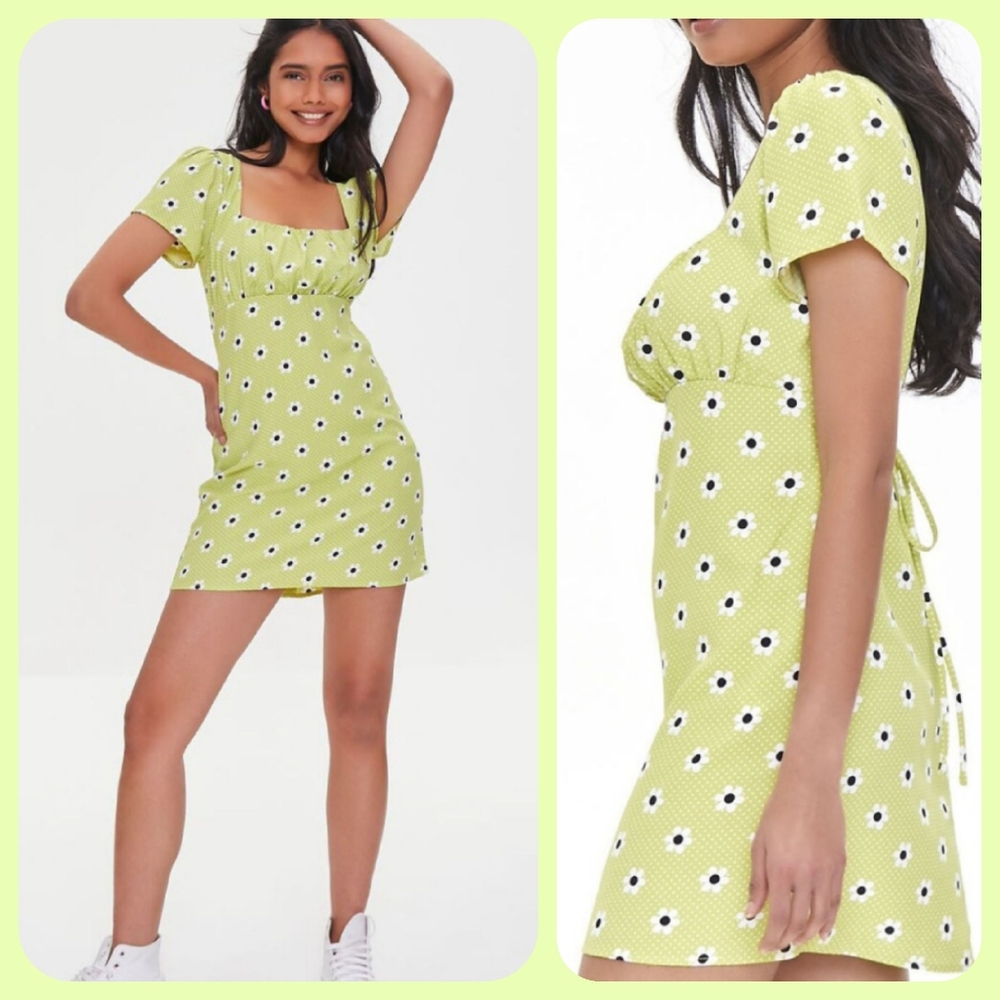 NWOT Forever 21 Chartreuse Floral Dress